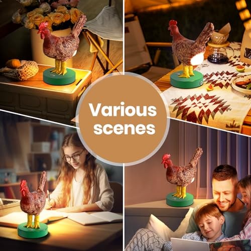 Chicken Egg Lamp, Funny Dimmable 3D Chicken Night Light with Egg in Butt, Brown