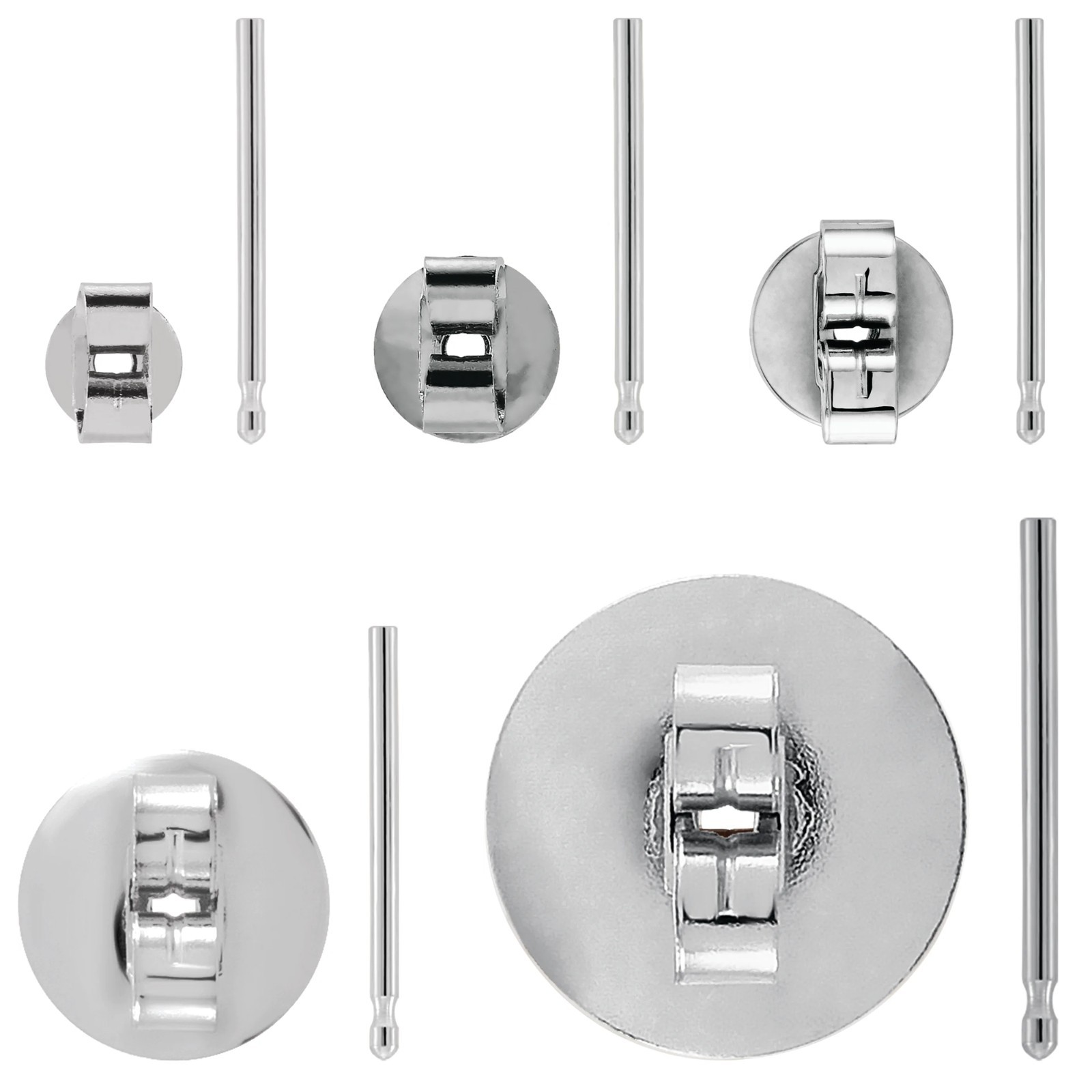 Continuum Sterling Silver Earring Clutch Nut Friction Post & Back Set 4-10 mm