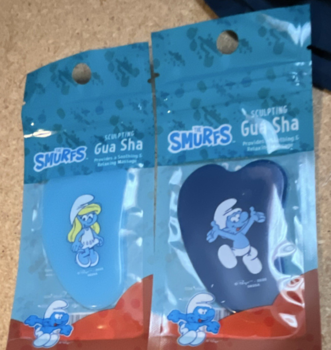 The Smurfs Sculpting Gua Sha Massage Tool Blue & Dark Blue Cooling Effect