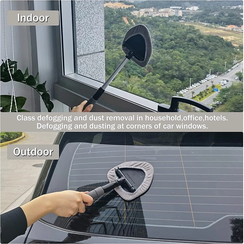 Auto Windshield Cleaning Tool Extendable Window Cleaner Brush Glass Wiper w/ Pad