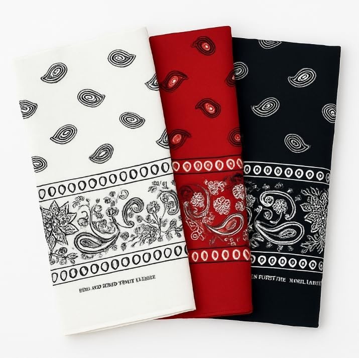 Sosun Bandana, 100% Cotton Paisley Scarf, Headwear, Face Mask for Men or Women