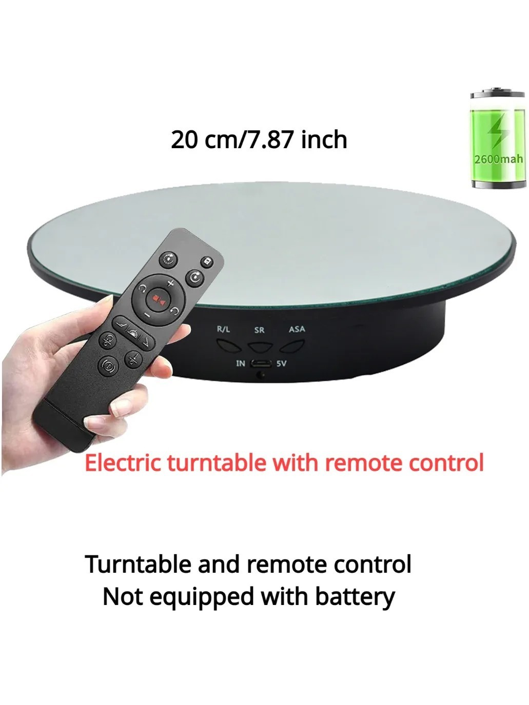 3 Speeds Electric Rotating Display Stand Turntable Mirror Photography Turntable