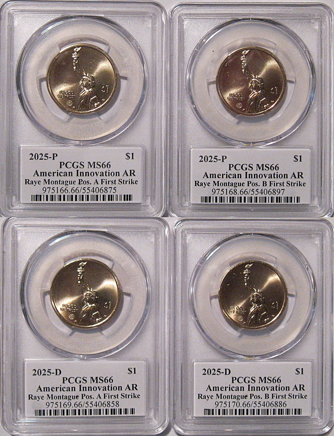 2025 P&D Arkansas Innovation Raye Montague $1 Dollar PCGS MS66 A&B FIRST STRIKE