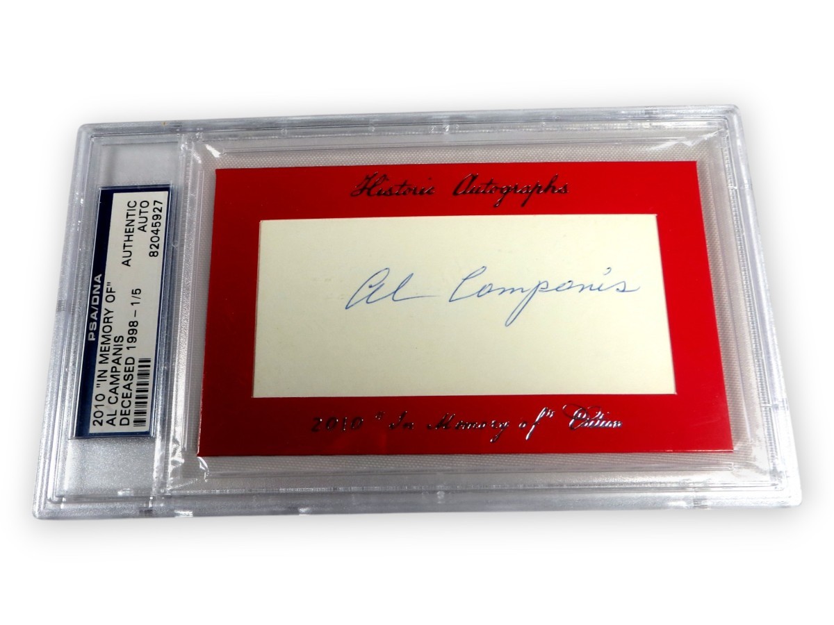 Al Campanis Signed Autographed Cut Signature Dodgers Legend 1/5 PSA Slabbed