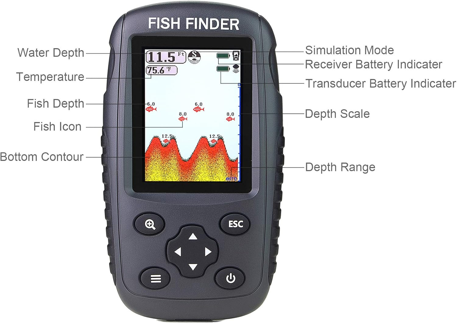 Portable Rechargeable Fish Finder Wireless Sonar Sensor Fishfinder Depth Locator