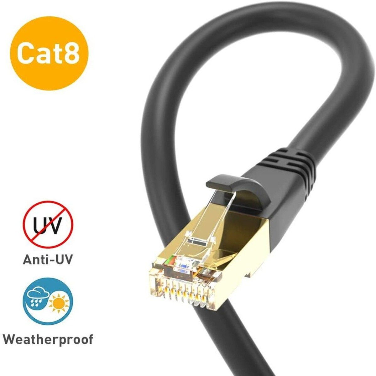 Cat 8 High Speed Ethernet Cable, Waterproof, 1PC