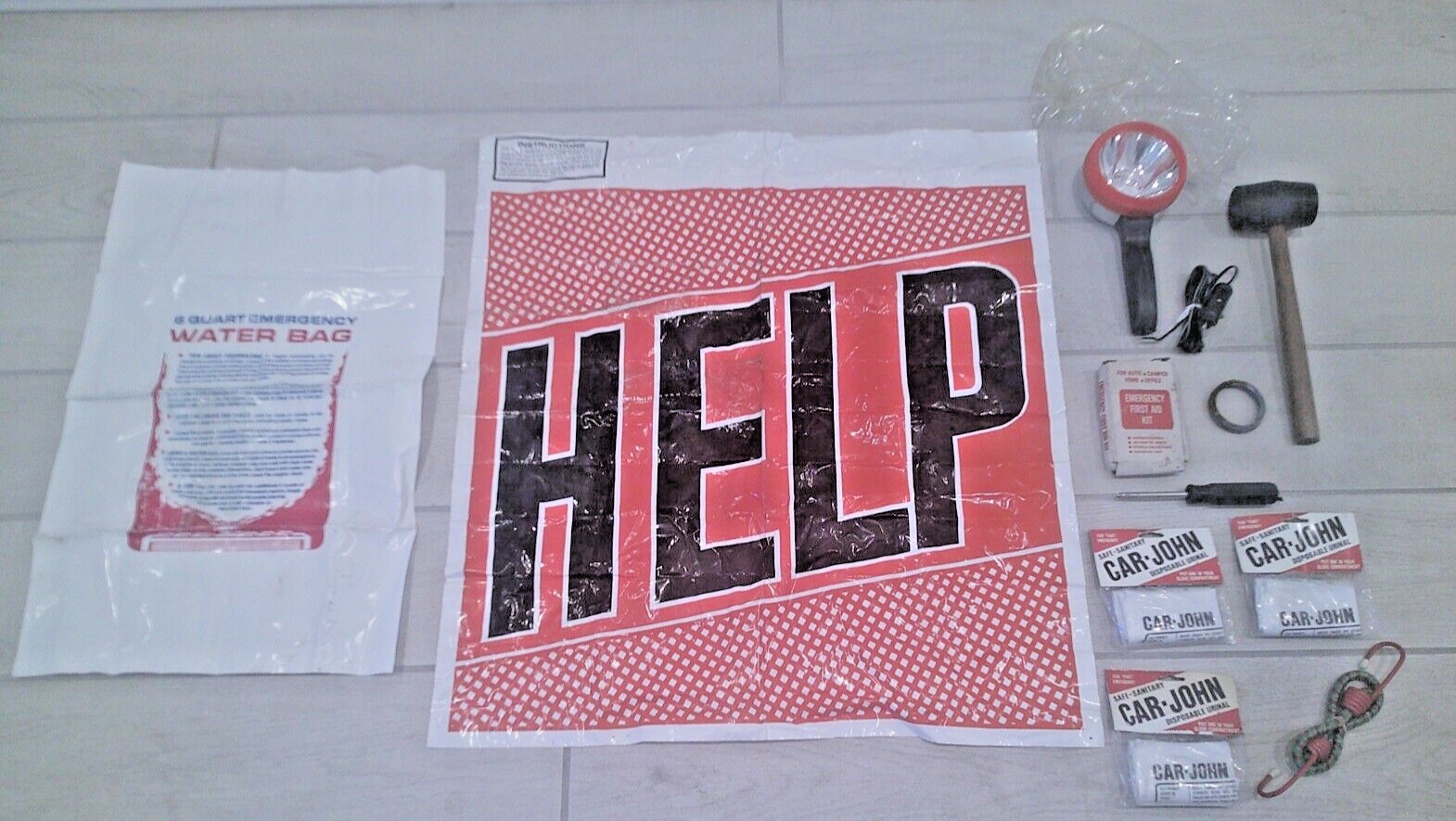 VTG! Roadside Emergency Kit With 12V Flashlight, Help Sign, First Aid Kit & More