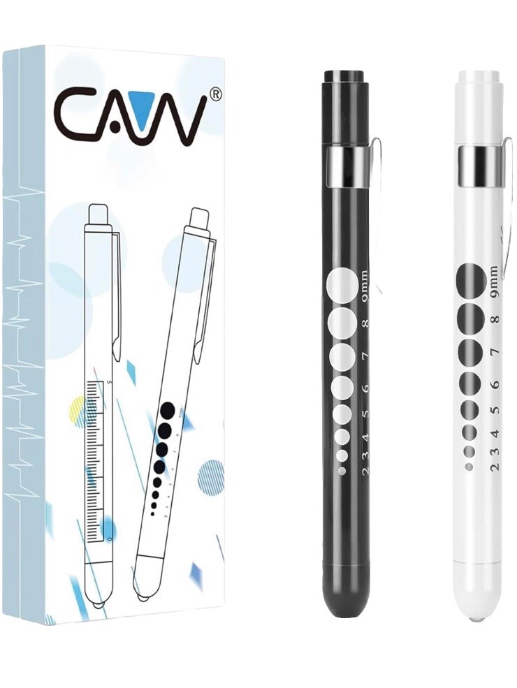 CAVN Pen Light with Pupil Gauge LED Penlight for Nurses Doctors 2 Pcs Reusabl...