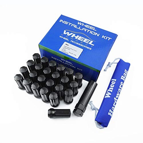 Spline Lug Nuts, 12x1.5, Acorn for Conical Seat. Set of 24 M12 X 1.5 Black