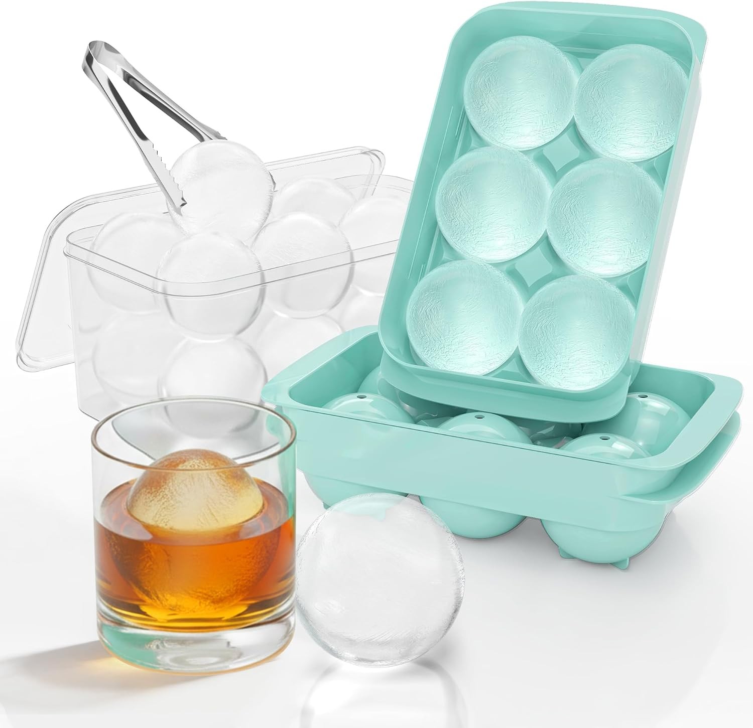 Large Ice Cube Tray for Freezer - 2 Pack Stackable Round Ice Cube Molds Set,