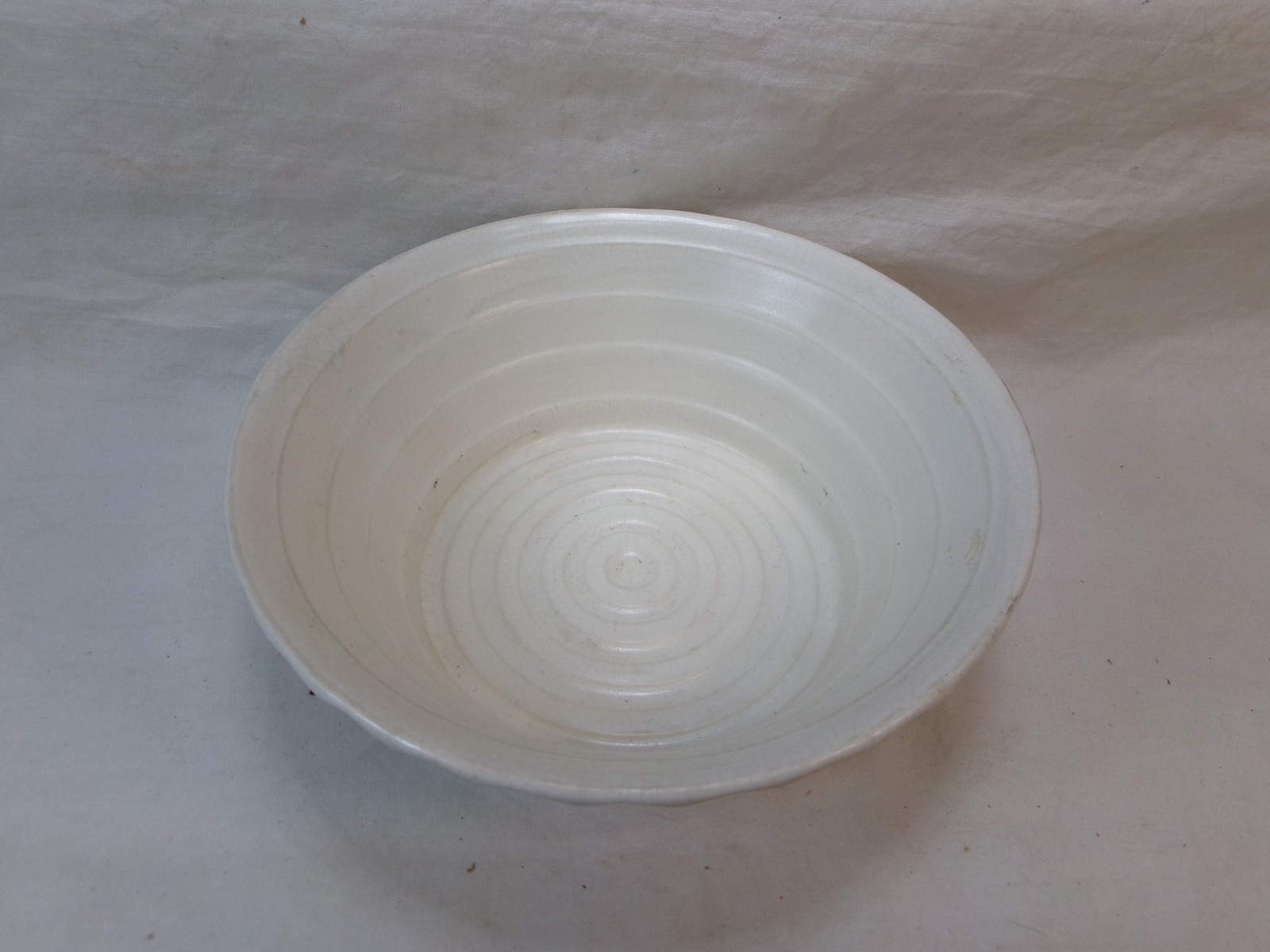 Vintage Ribbed Pottery Bowl Planter Marked USA