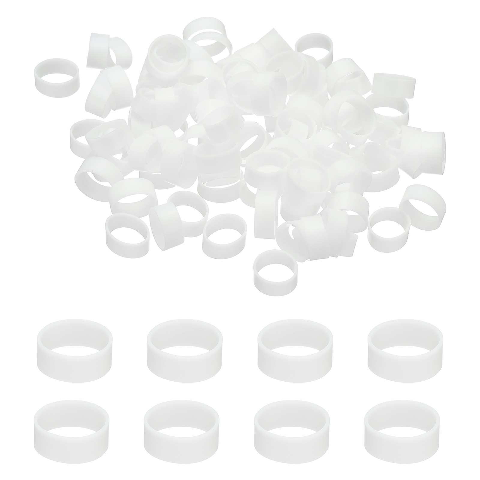 250Pcs Silicone Cable Ties, 10mm Silicone Rubber Bands, White(16x5x0.6mm)