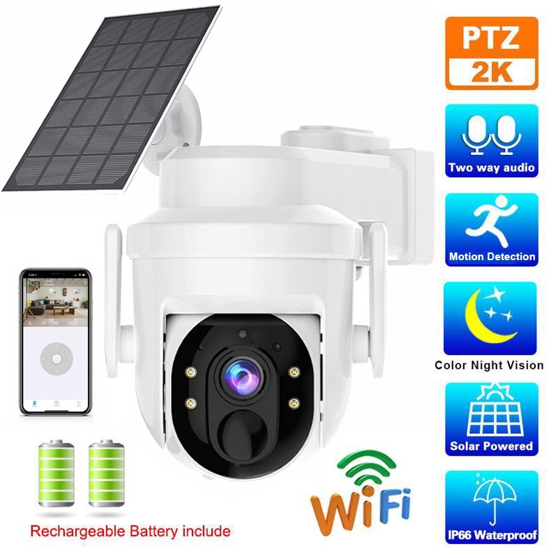Solar Battery Camera Outdoor 360 Pan/Tilt Wireless WiFi Security Camera Audio