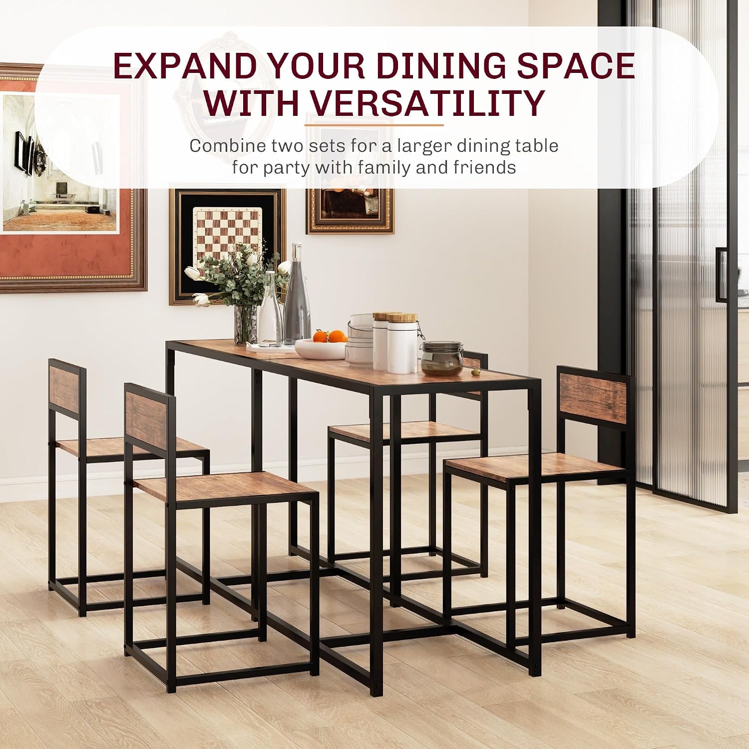 Small Dining Table Set for 2, Kitchen Table and Chairs Set, Compact Dining Sets
