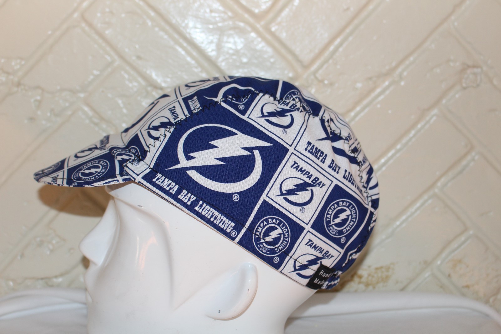 CYCLING CAP TAMPA BAY LIGHTNING NHL HANDMADE IN USA  one size 100% COTTON