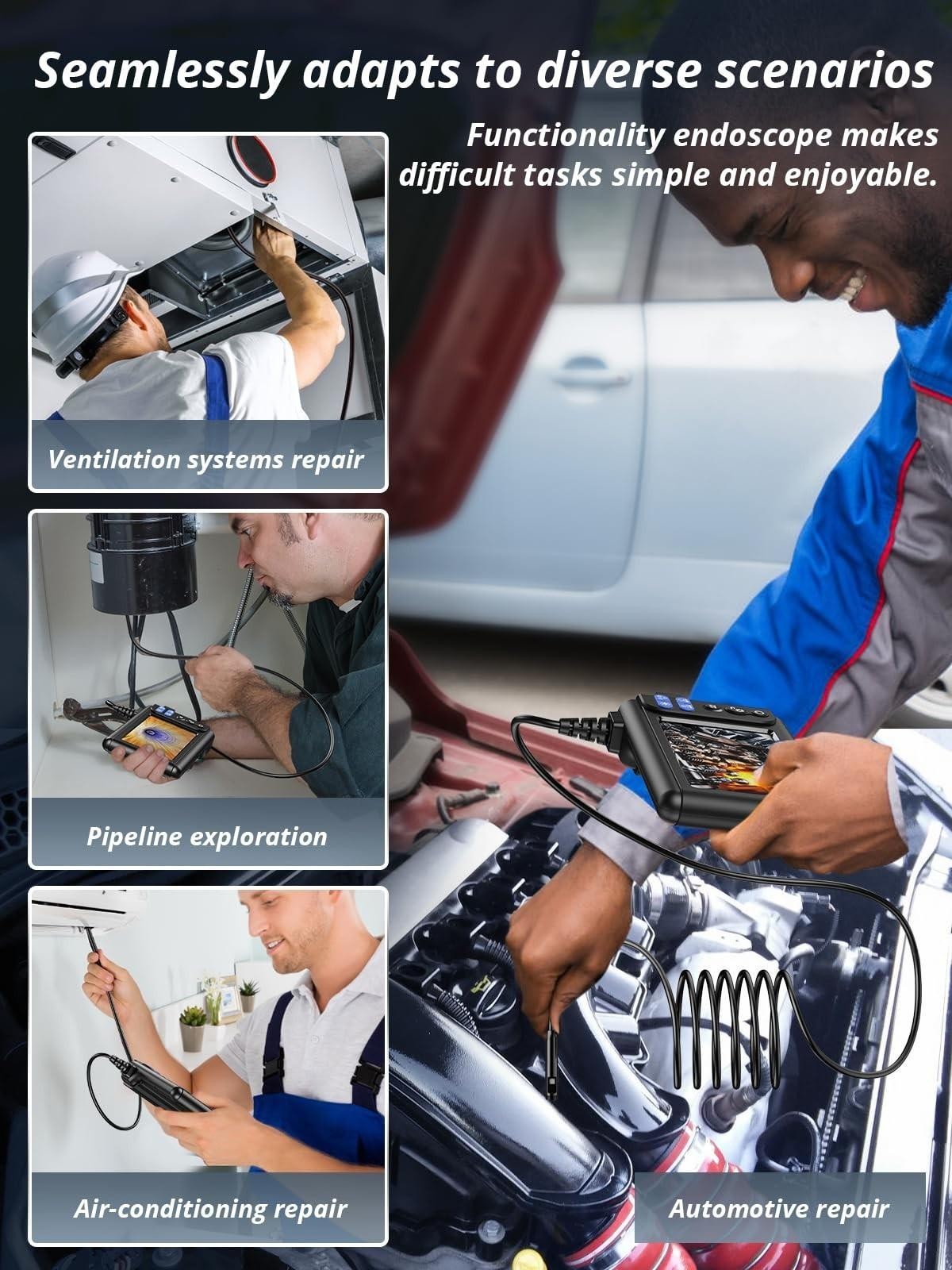Endoscope Camera with Light,1920P HD 4.3" Display Borescope Camera, 16.5ft (5m)