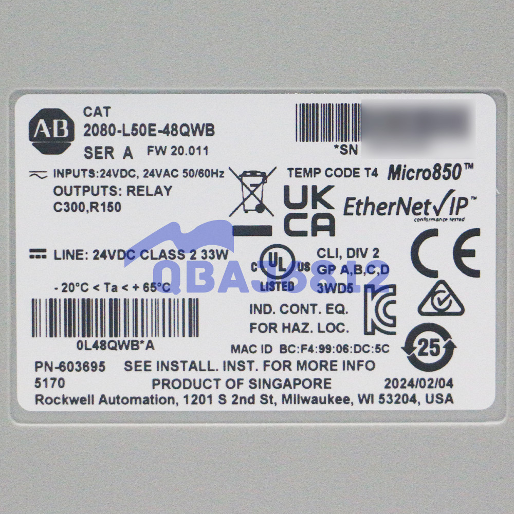 New Sealed Allen Bradley 2080-L50E-48QWB Micro850 Controller