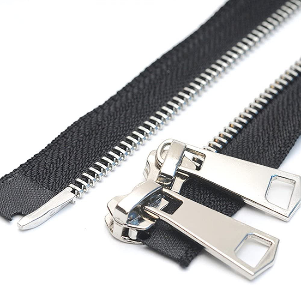 #5 38 Inch 95Cm Two Way Separating Jacket Zipper Silver Metal Zippers for Jacket