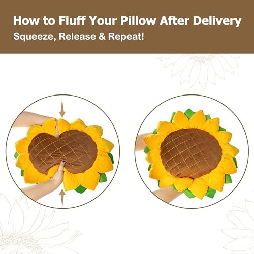 Set of 2 Sunflower Pillow, 3D Decorative Throw Pillow, 20.4"& L+M (Pack of 2)
