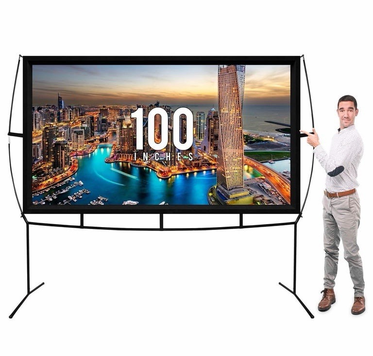 Getco Tech 100 in Portable Projection Screen w/ Stand Frame & Carry Bag