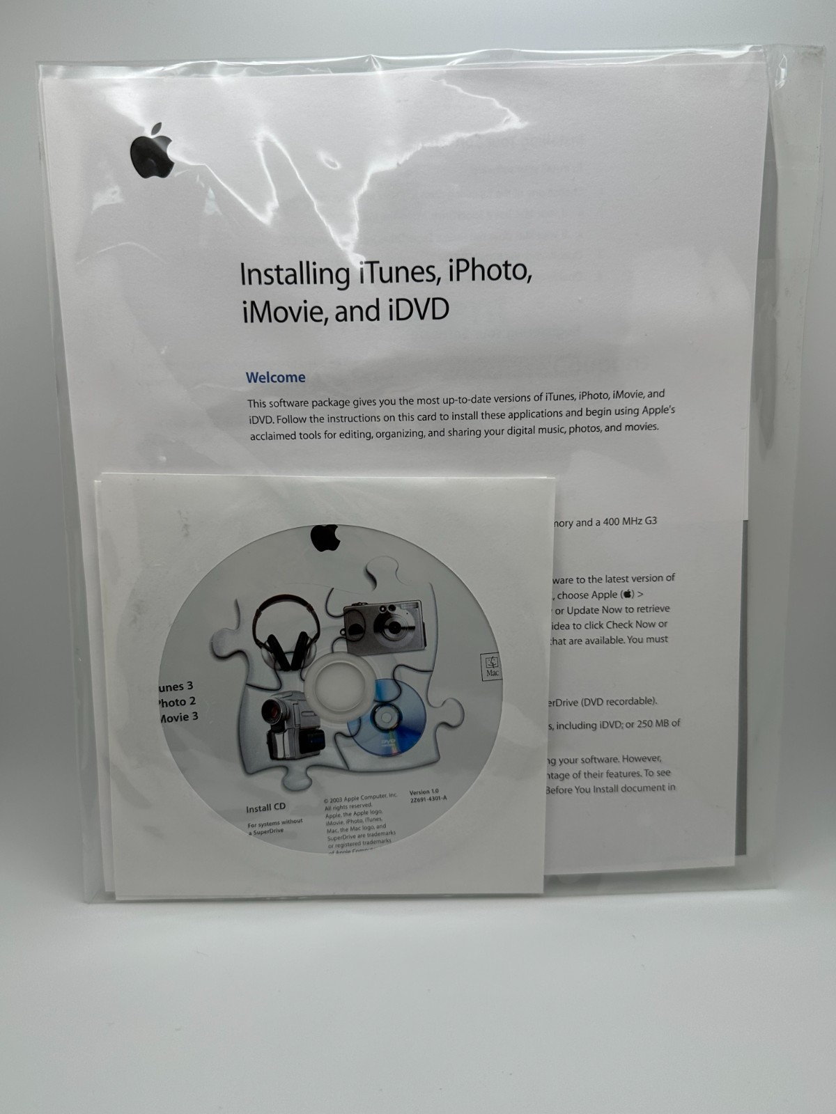 Apple iLife 2003 Install CD + Manual Sealed Package Vintage Mac