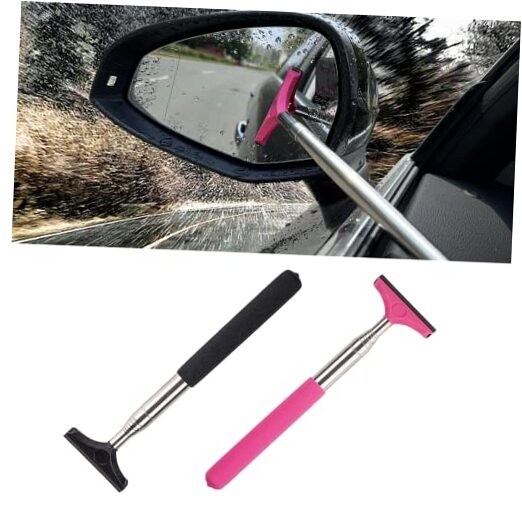 Car Rearview Mirror Wiper 2 Pack Universal Automotive Car Black+pink