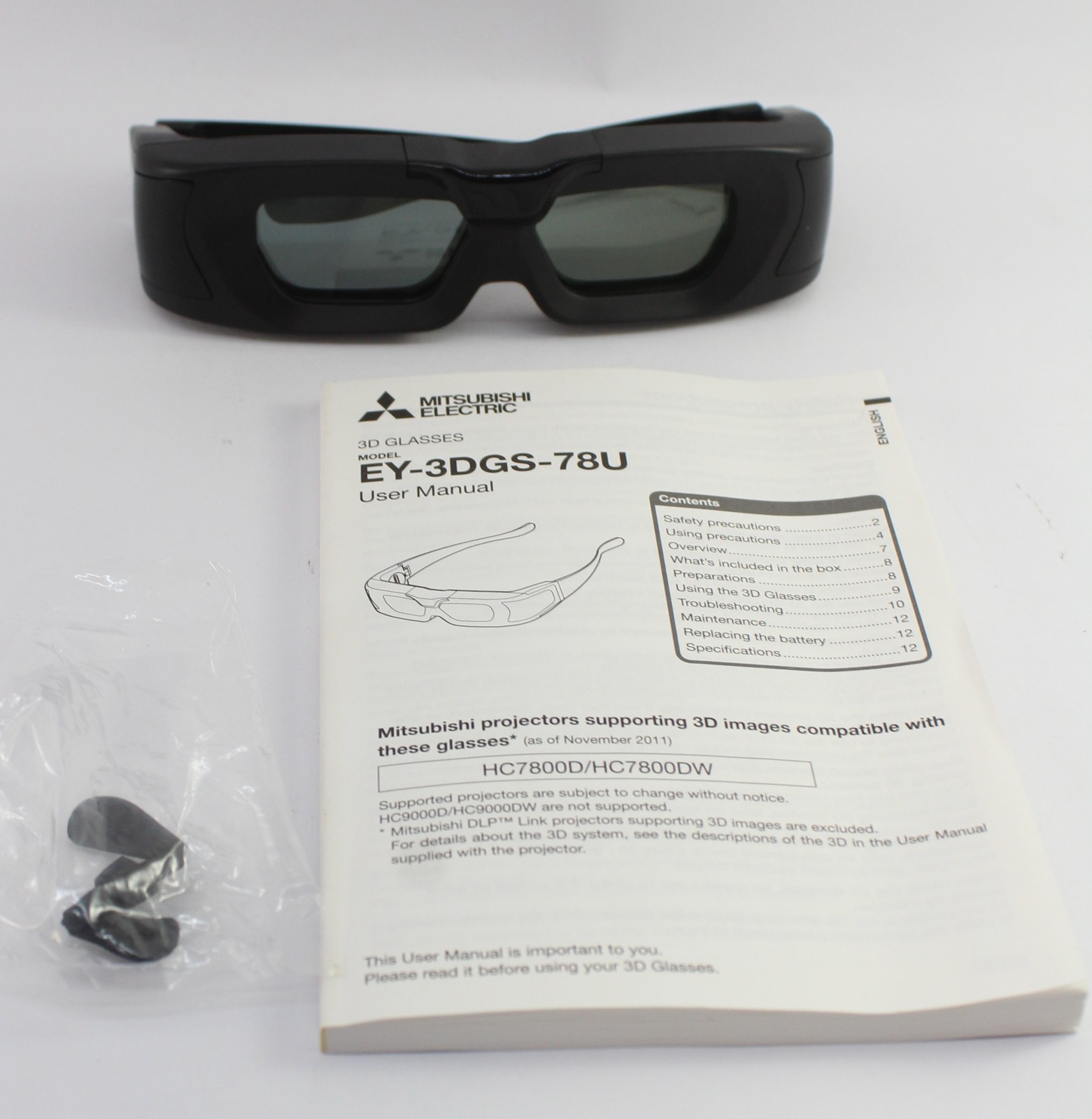 Mitsubishi 3D Glasses for HC7800 Home Theater Projectors (EY-3DGS-78U)
