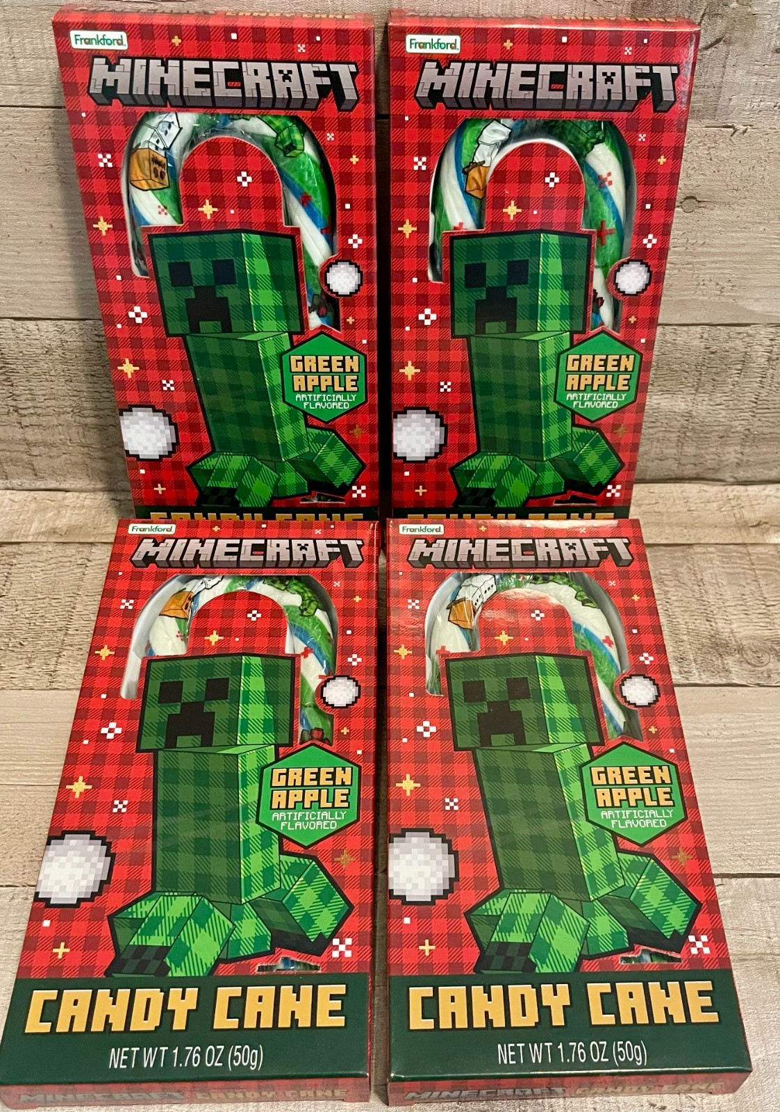 Minecraft Candy Canes Green Apple 1.76 oz. X 4 - Stocking Stuffers BB 6/28