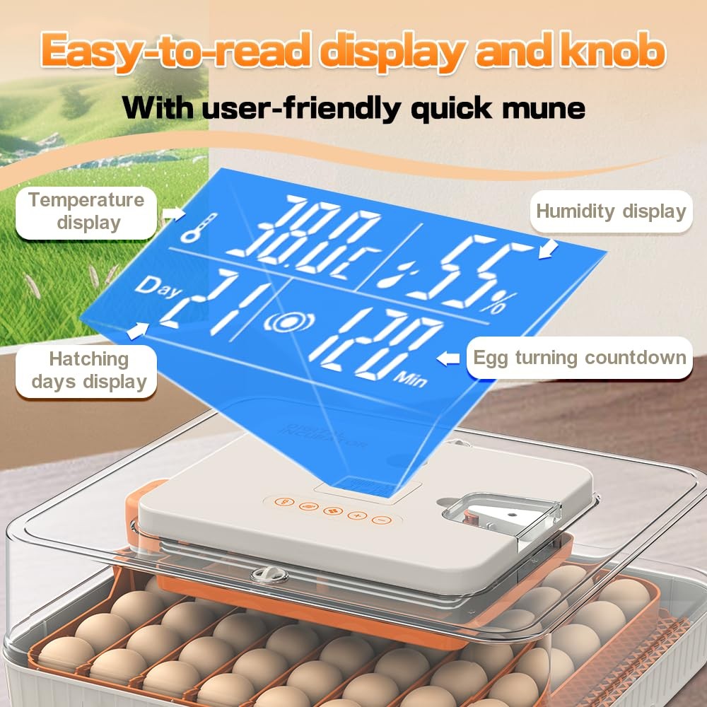 HOWOOlUA 56 Egg Incubator for Hatching Eggs with Auto Turn, Temp & 56-ORANGE
