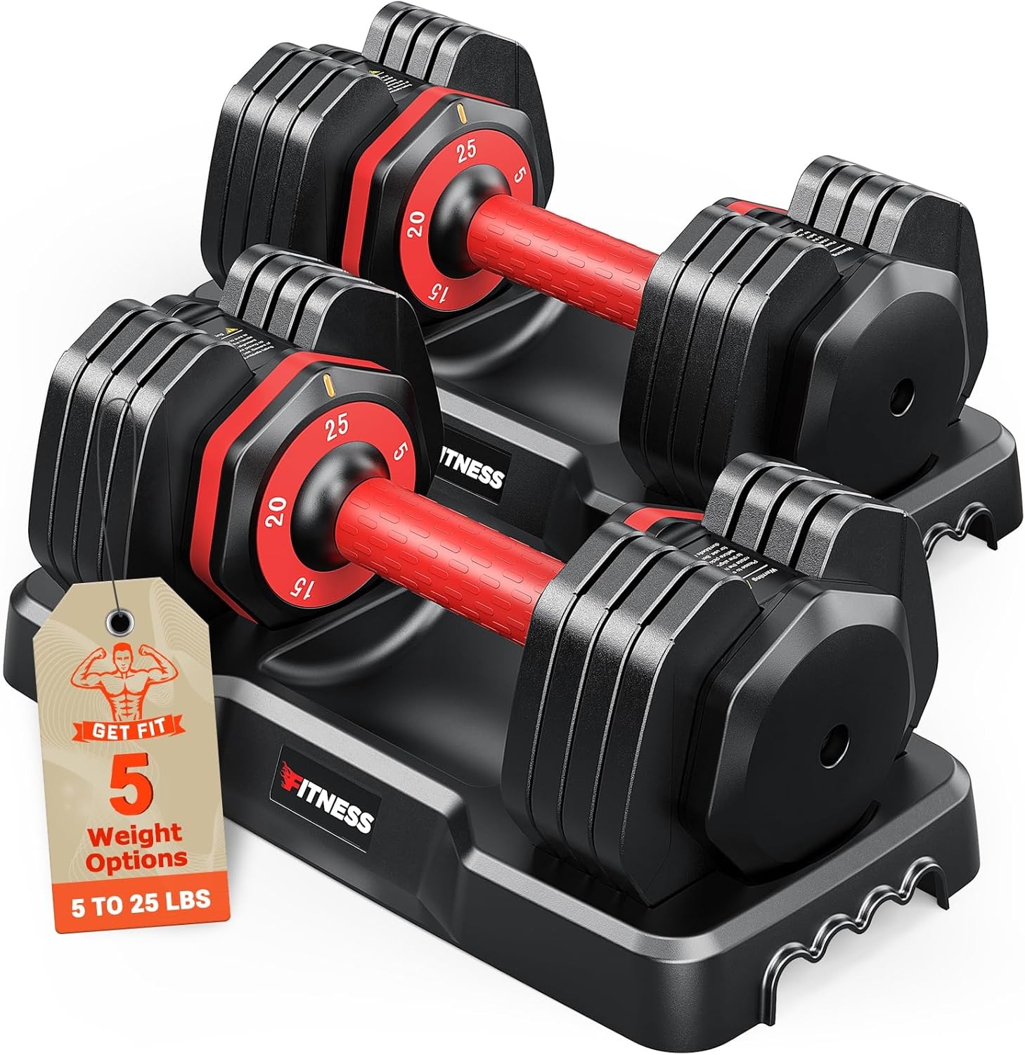 Adjustable Dumbbells Set of 2 Adjustable Weights Dumbbells Set Anti-Slip Handle