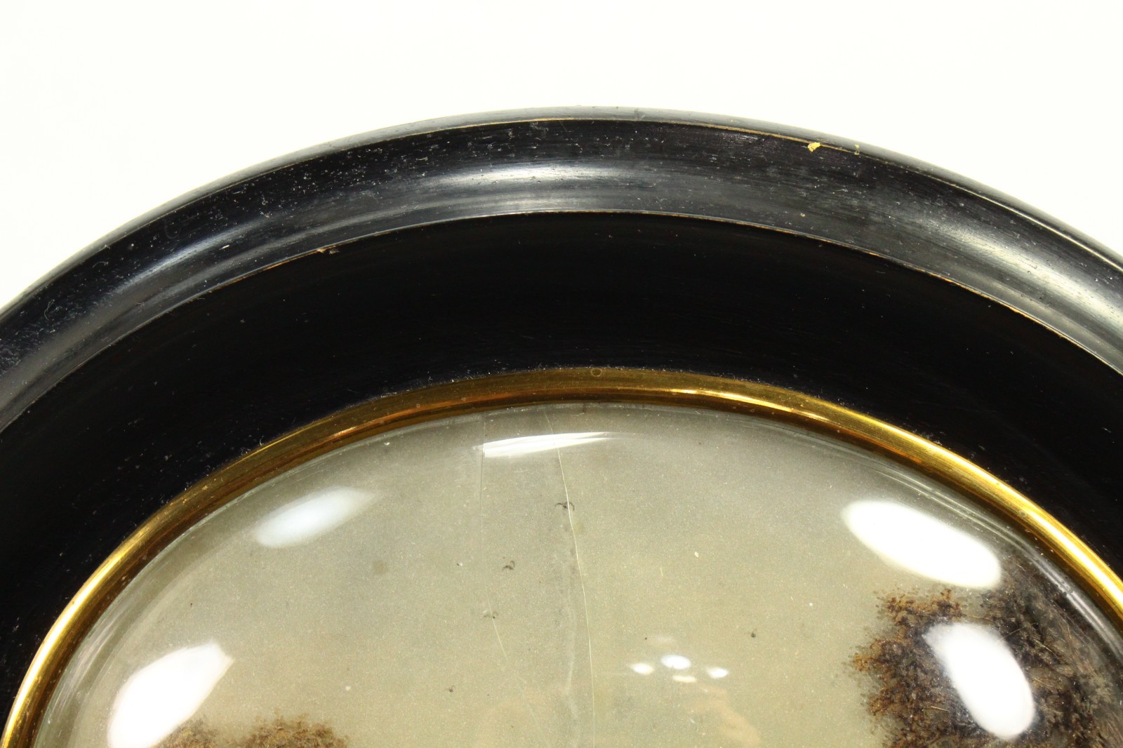 Antique 19th C. Mixed Media Reverse Glass Grisaille Diorama Oval Ebonized Frame