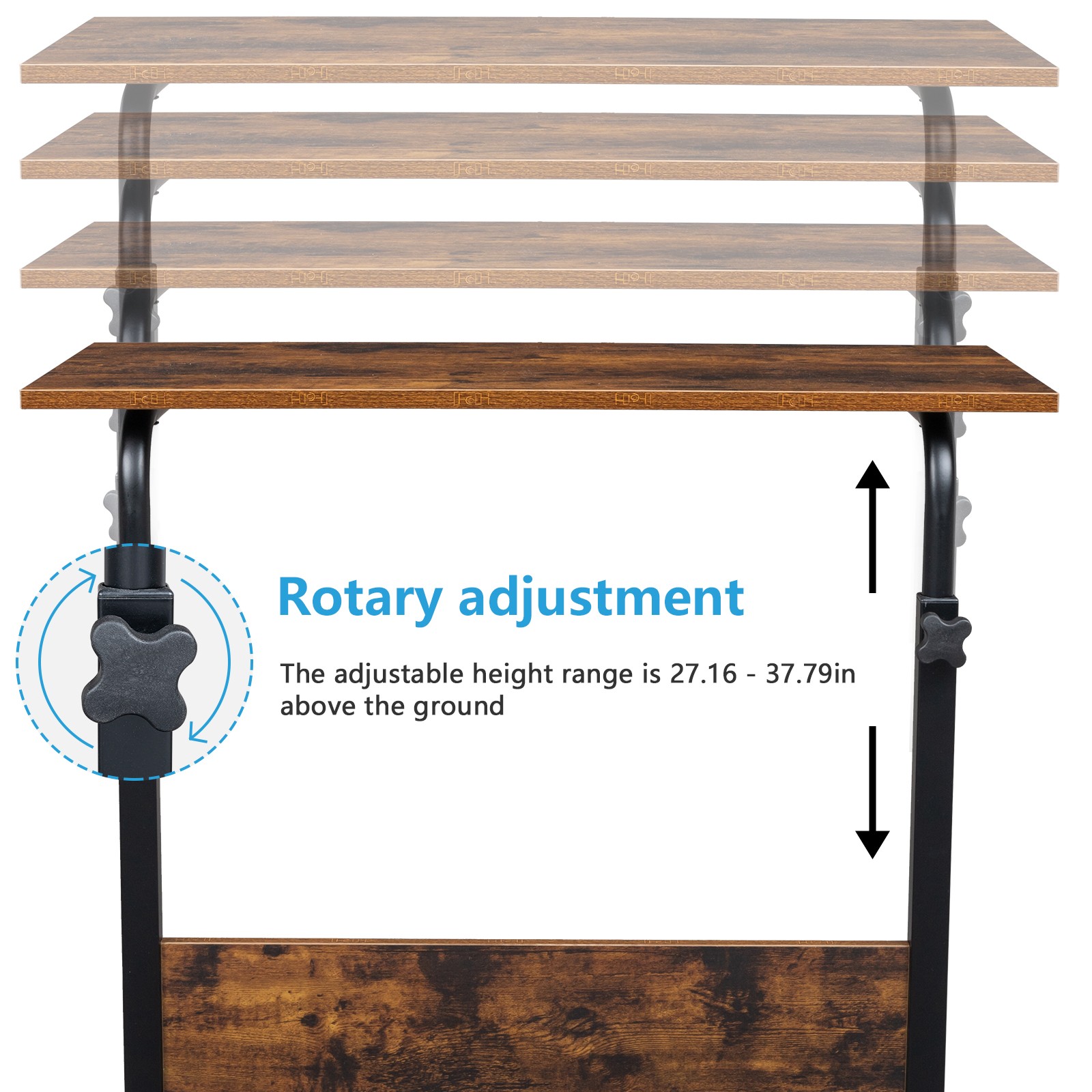 Height Adjustable Mobile Table Side Table Workstation Laptop Overbed Multi Table