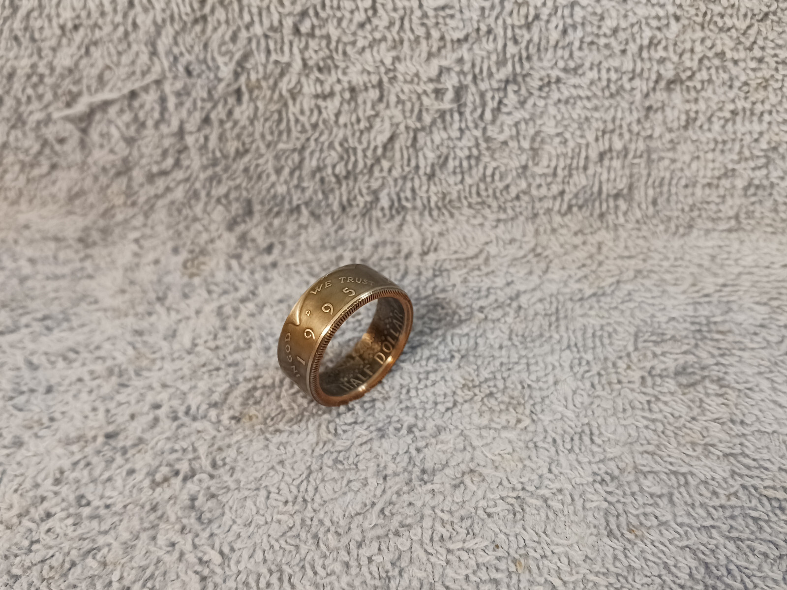 1995 Kennedy Half Dollars  size 10   coin ring  handmade mixed metals (A)