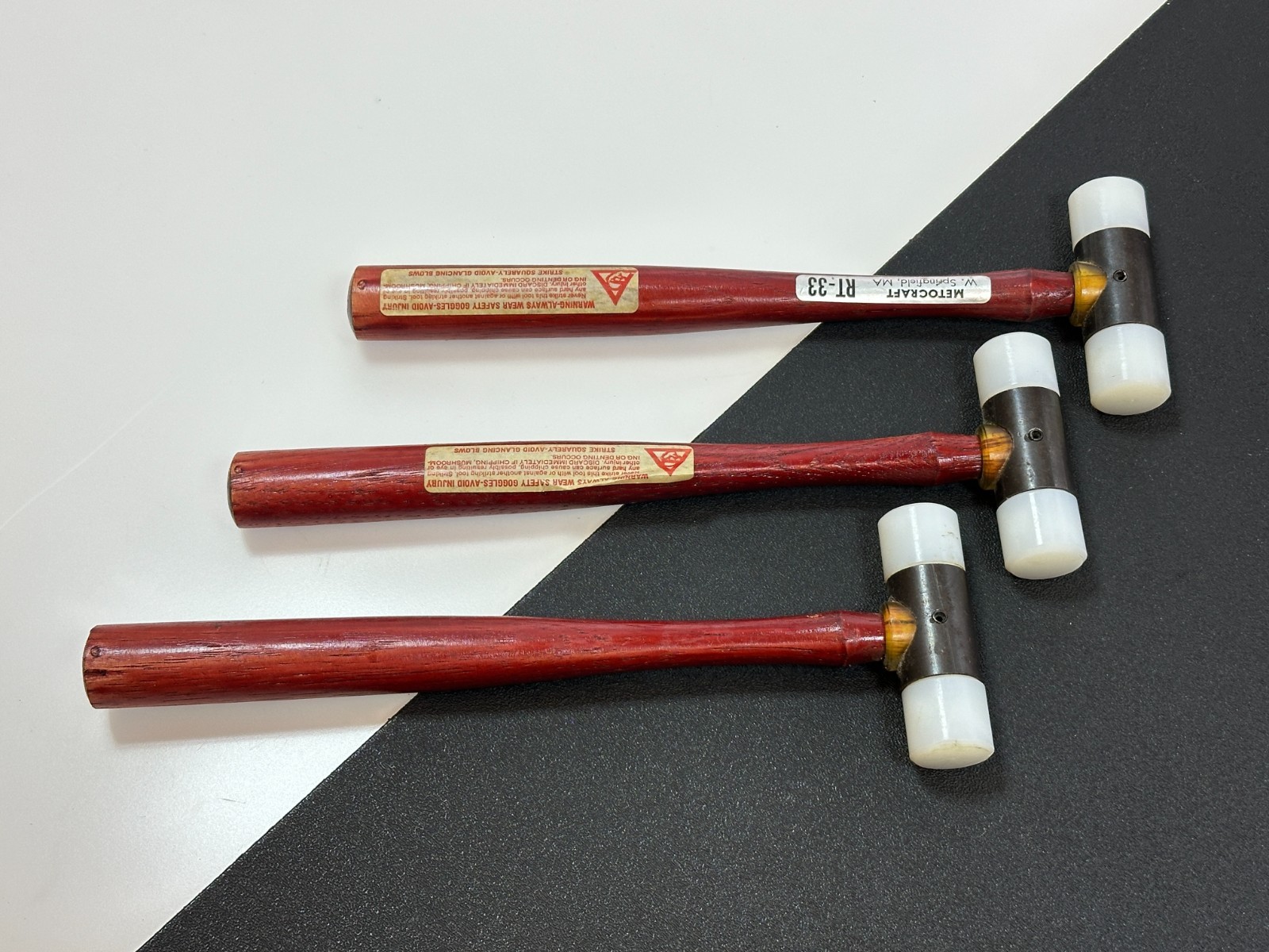 METOCRAFT USA  (Springfield MA) 3pc RT33 Soft Face Non-Marring Hammer Set, NOS