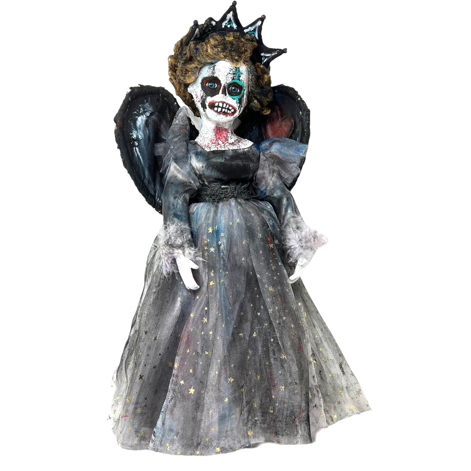 CREEPY DOLL JEMISHA with Crown and Wings 20" Tall Exclusive One-Of-A-Kind