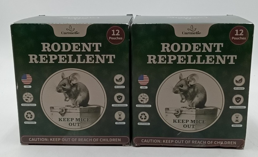 Carmelie Rodent Repellent (12-Pouches) Peppermint Oil Natural Barrier Lot of 2