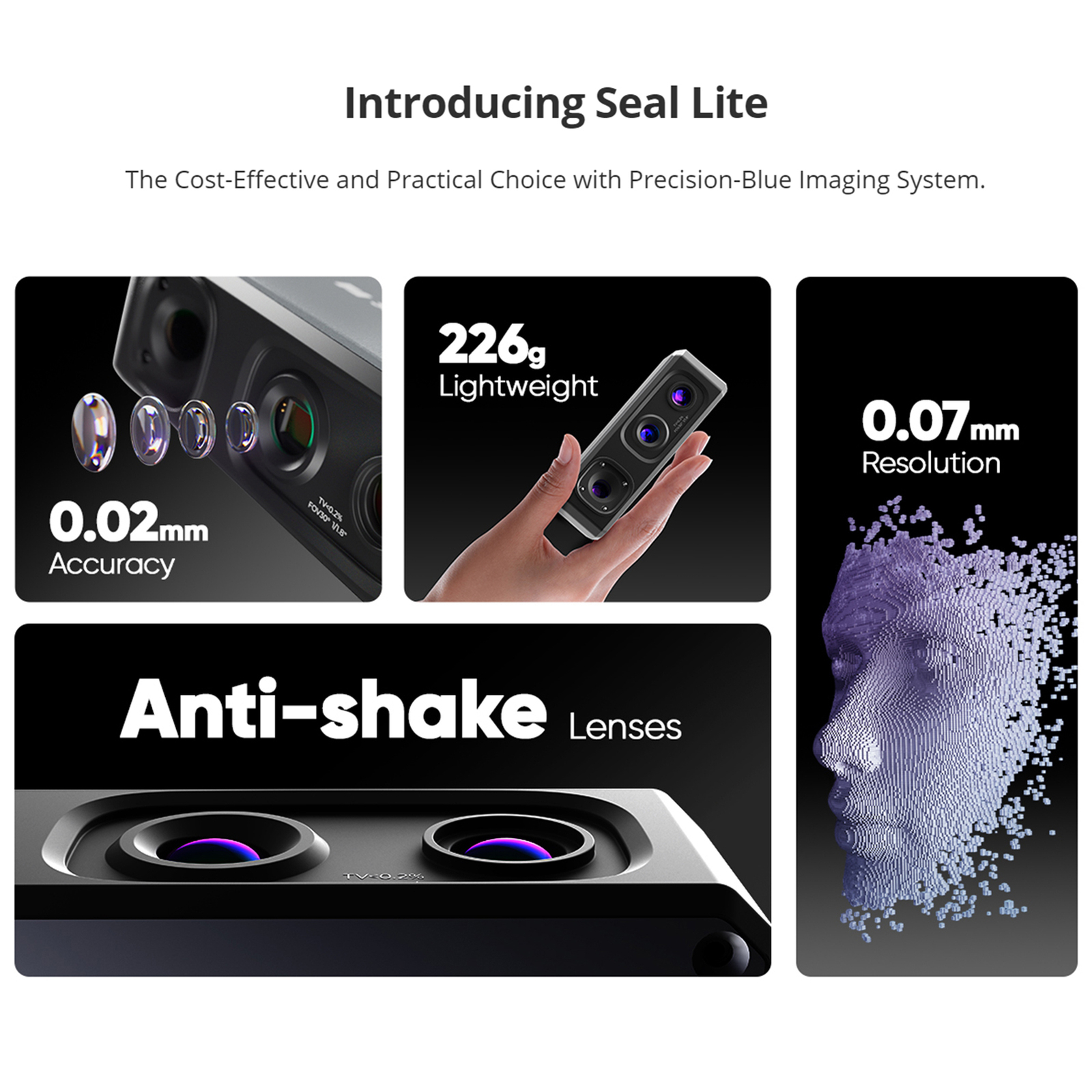 3DMakerpro Seal Lite 3D Scanner 0.02mm Accuracy 10FPS Speed for 3D Printer K0Y4