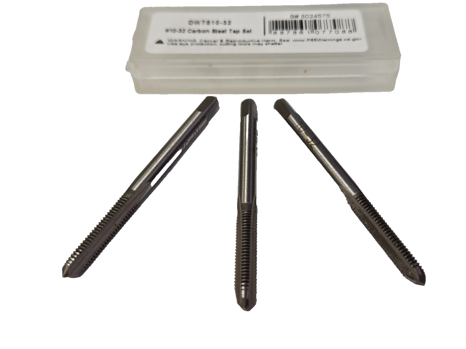 DWTS10-32 10-32 NF Carbon Steel Tap Set 3PC Taper Plug Bottom 3FL Drill America