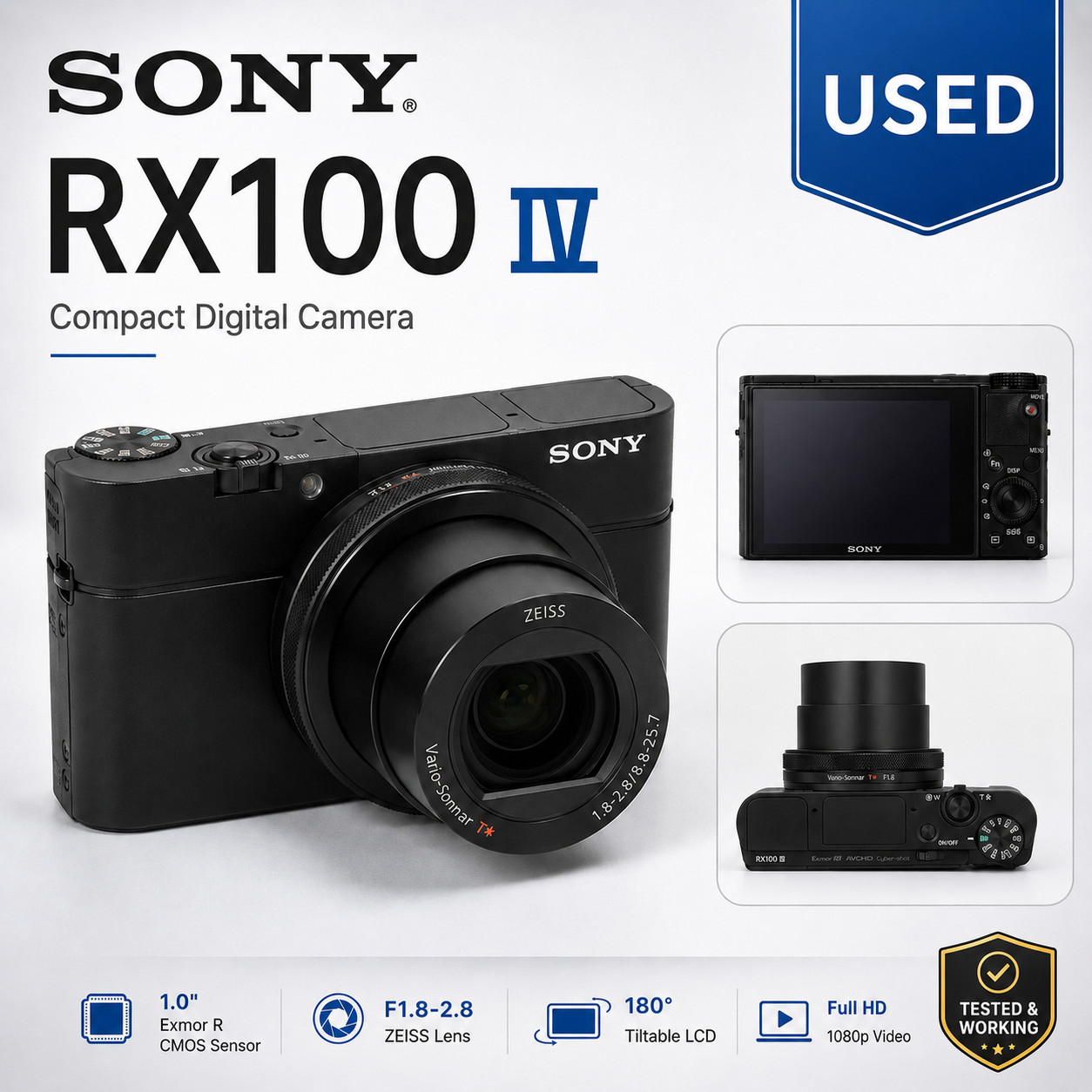 Sony DSC RX100 M4/RX100 IV Digital Camera 20 1MP 4K Wi-Fi NFC 30 Inch LCD Screen