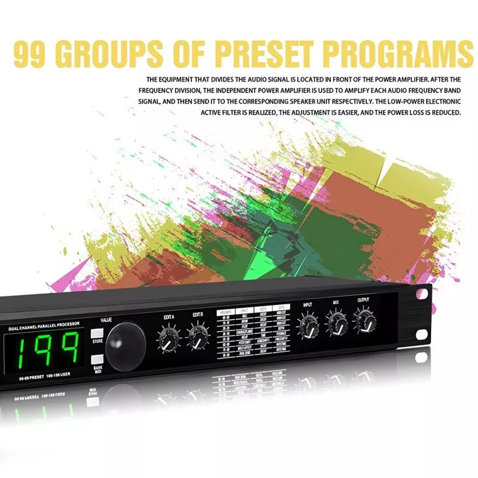 Professional Audio Processor Digital Reverb Multi Effect DSP Processor Equalizer