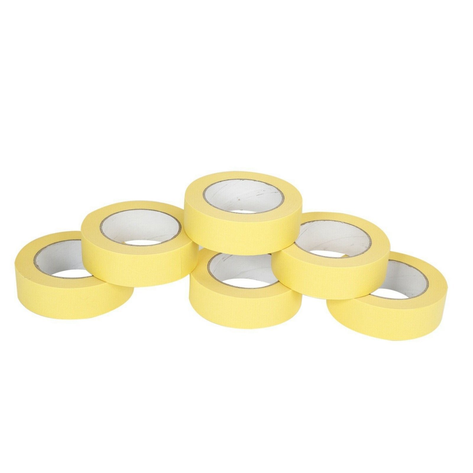 6 Rolls 1-1/2" x 181' Yellow Masking Tape Crepe Paper Automotive Refinish 06654