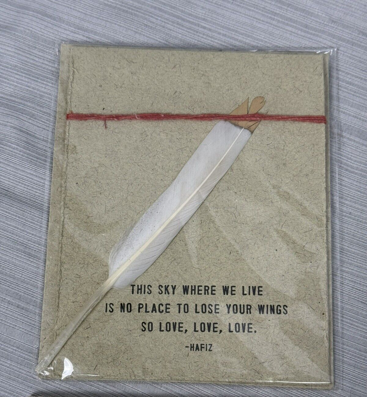 Sympathy Card, Feather with Gold Tip, 5.5" x 4.5" Card with Envelope