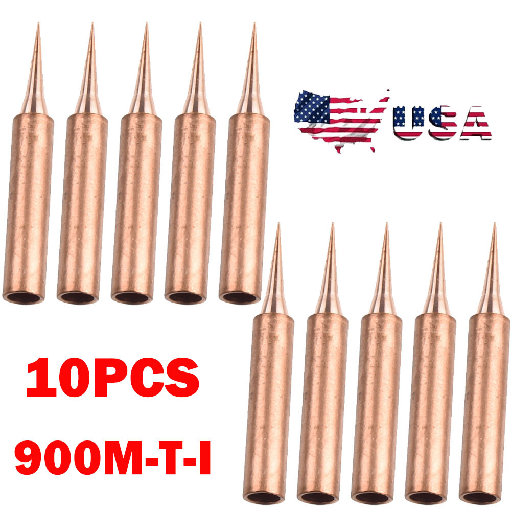 10pcs 900M-T-I Pure Copper Soldering Iron Tips Set Lead-Welding Solder Tip Tool