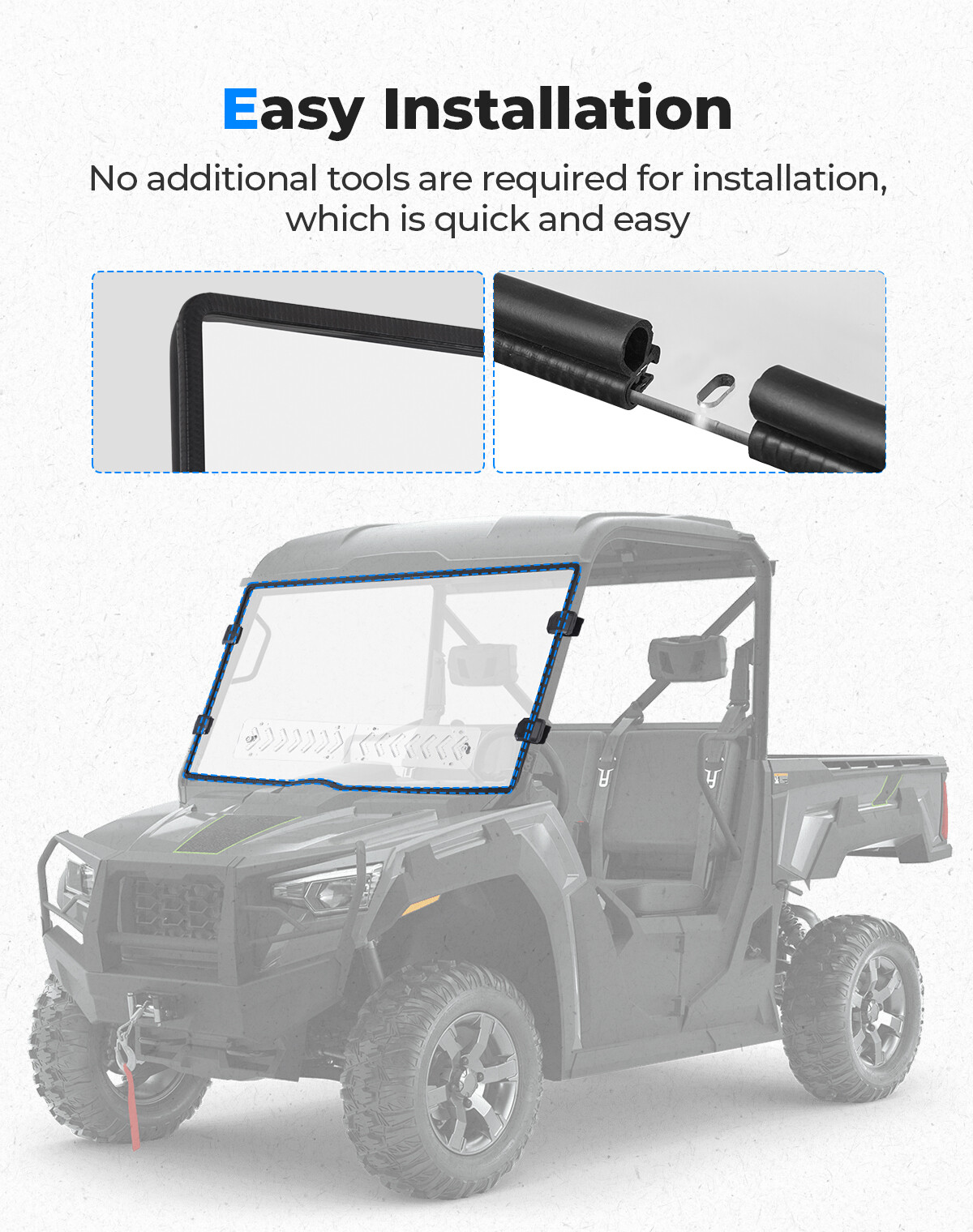 UTV Vented Front Full Windshield Clear for TRACKER 800SX 2020-2023 MAX-FLO