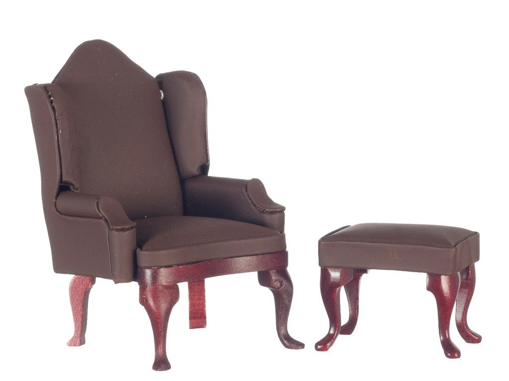 Aztec Imports, Inc. (M0859FBR) WING CHAIR/OTT/FLAT BRN