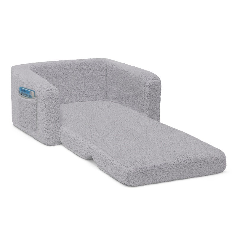 Convertible Kids Chair Lounger Sherpa Foam Sleeper 2-in-1 Toddler Furniture New