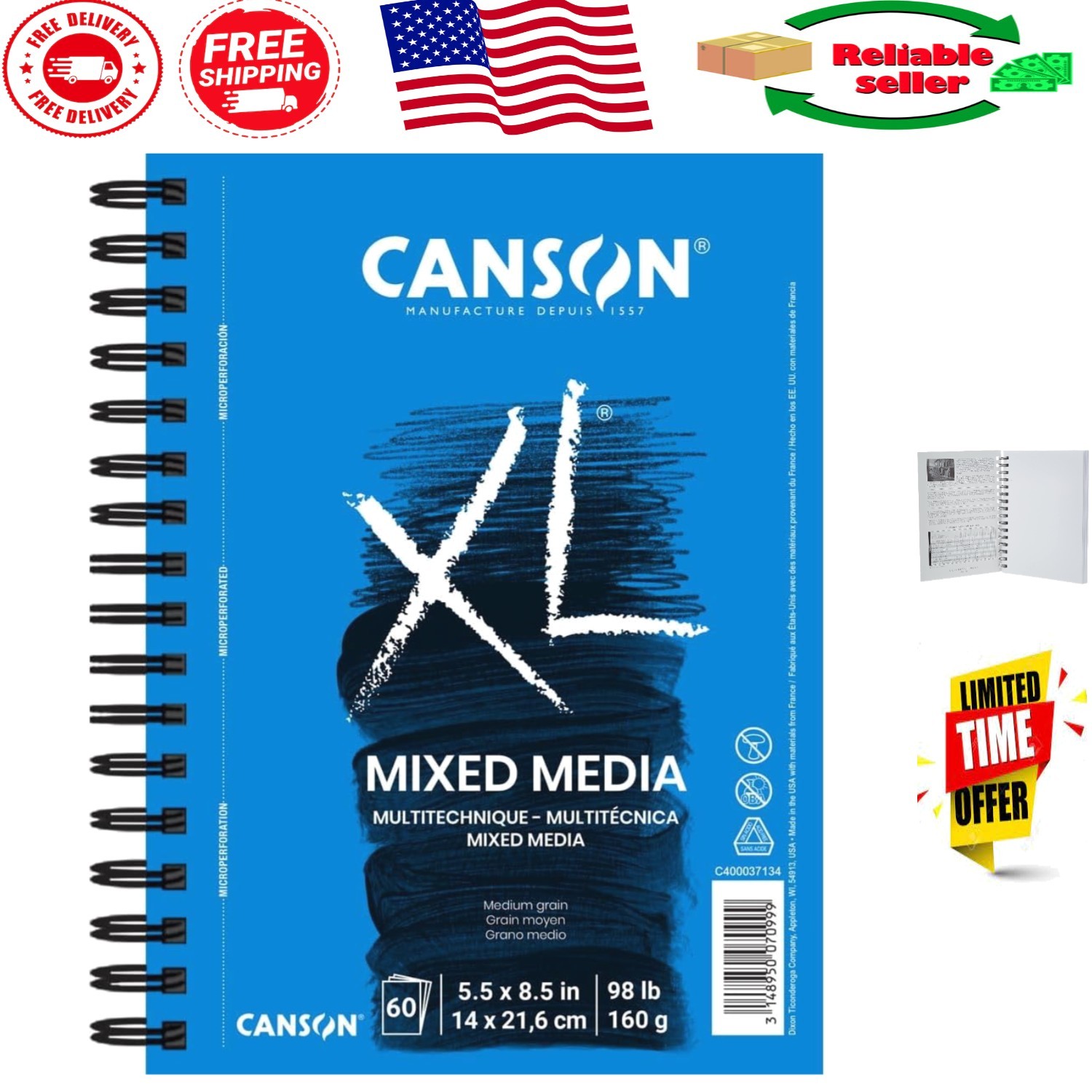 Explore Creativity with XL Mixed Media Pad 5.5" x 8.5" - Acid-Free Paper
