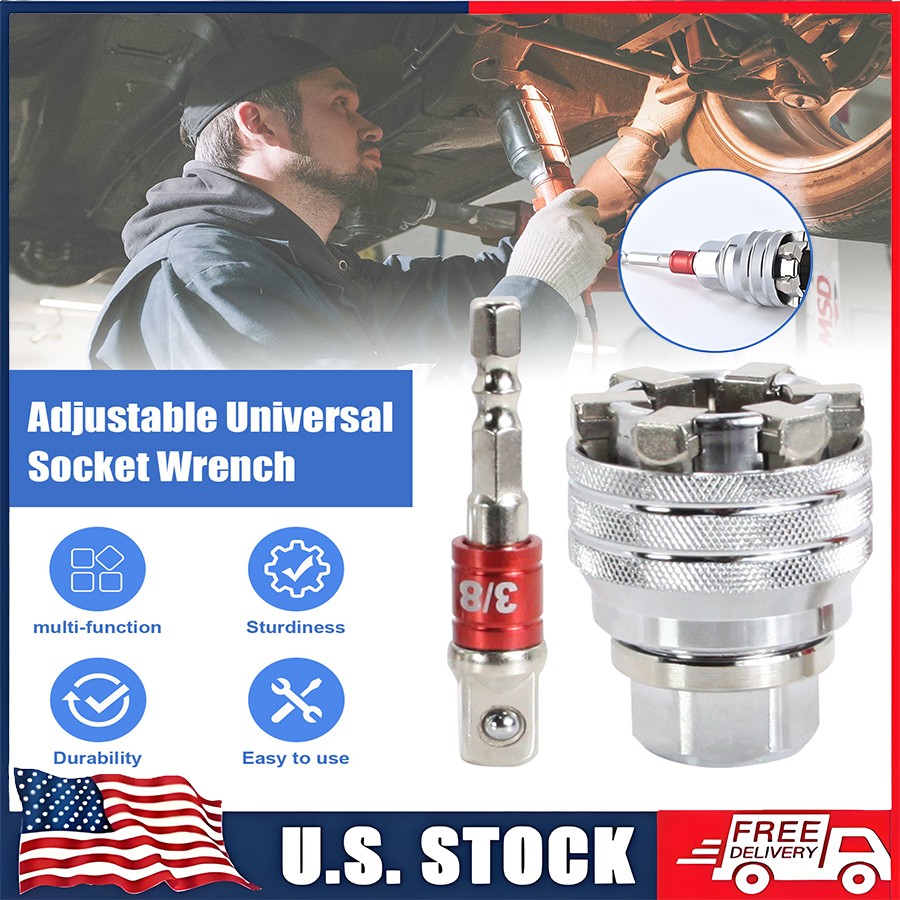 Universal Multi-Function Wrench Socket Adapter Head for 3/8 inch Drive Wrench
