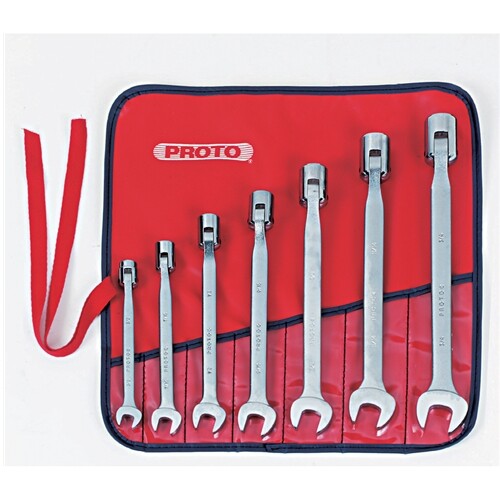 Proto J1270A 7 Piece 12 Point Satin Finish Alloy Steel Flex Head Wrench Set