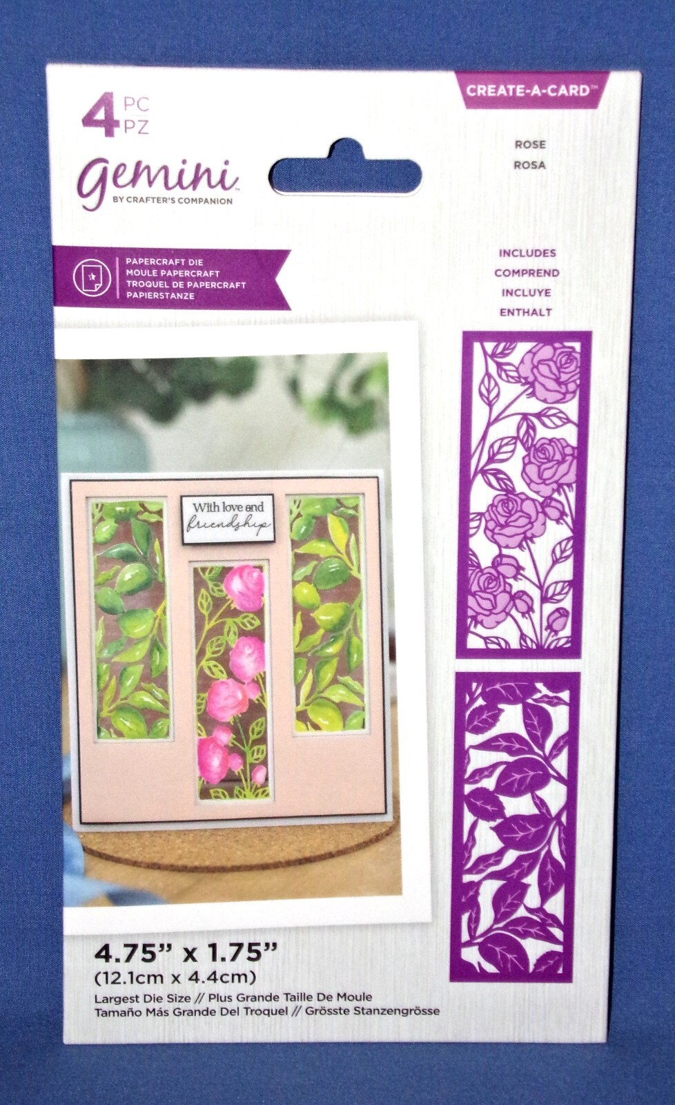 Gemini Rose Create a Card Die Panel Set 4pc Flowers Leaves by Crafters Companion
